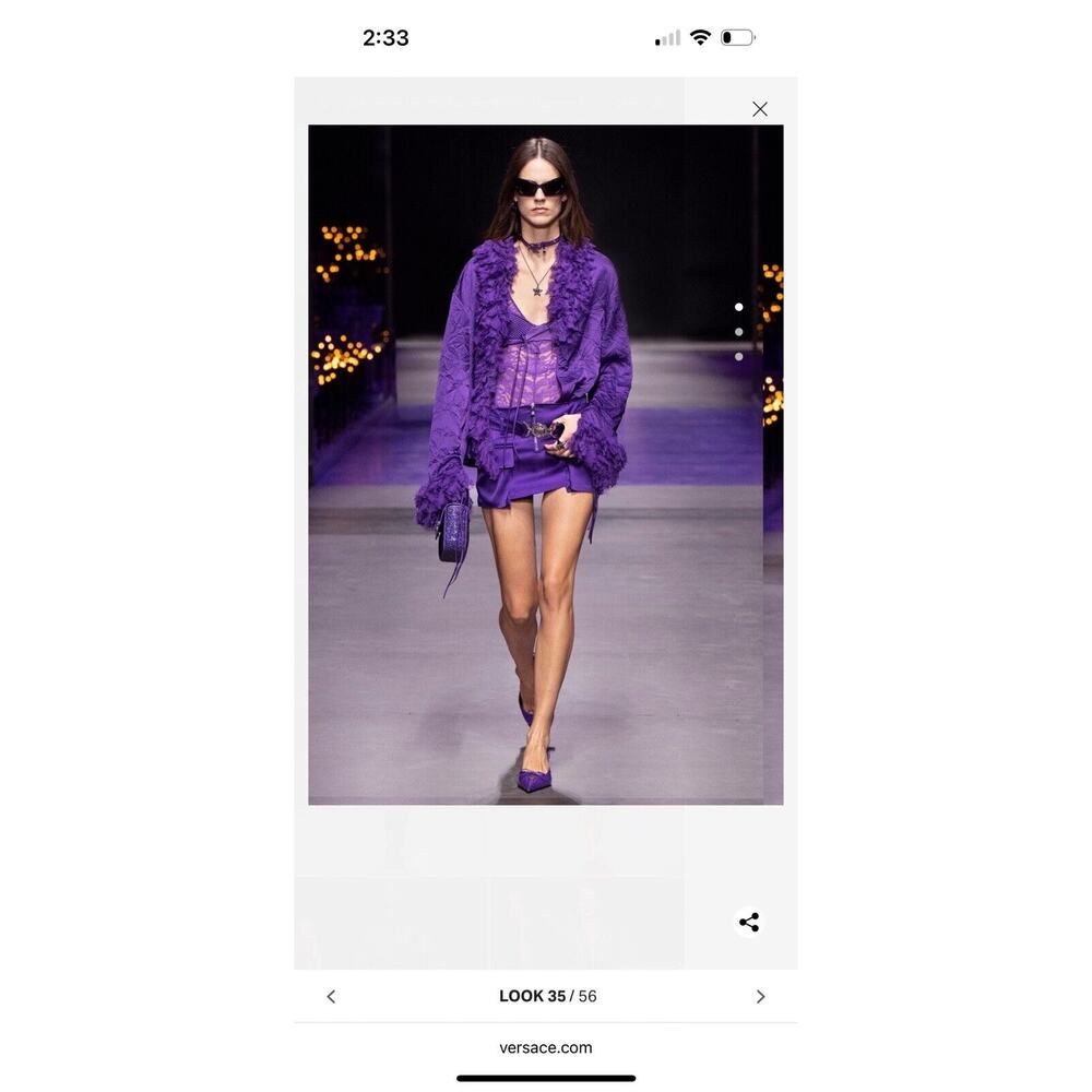 NWT Versace Runway SS23 Bodysuit Size 1C/ 32C/ XS Bustier Satin Lace Purple $875 - Picture 6 of 15